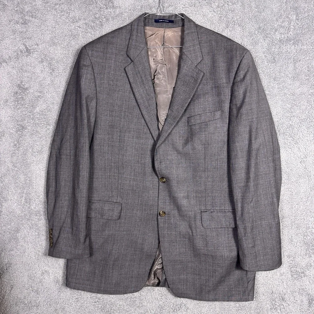 Ralph Lauren Blazer Men 46L Wool Suit Jacket Windowpane Herringbone Glen